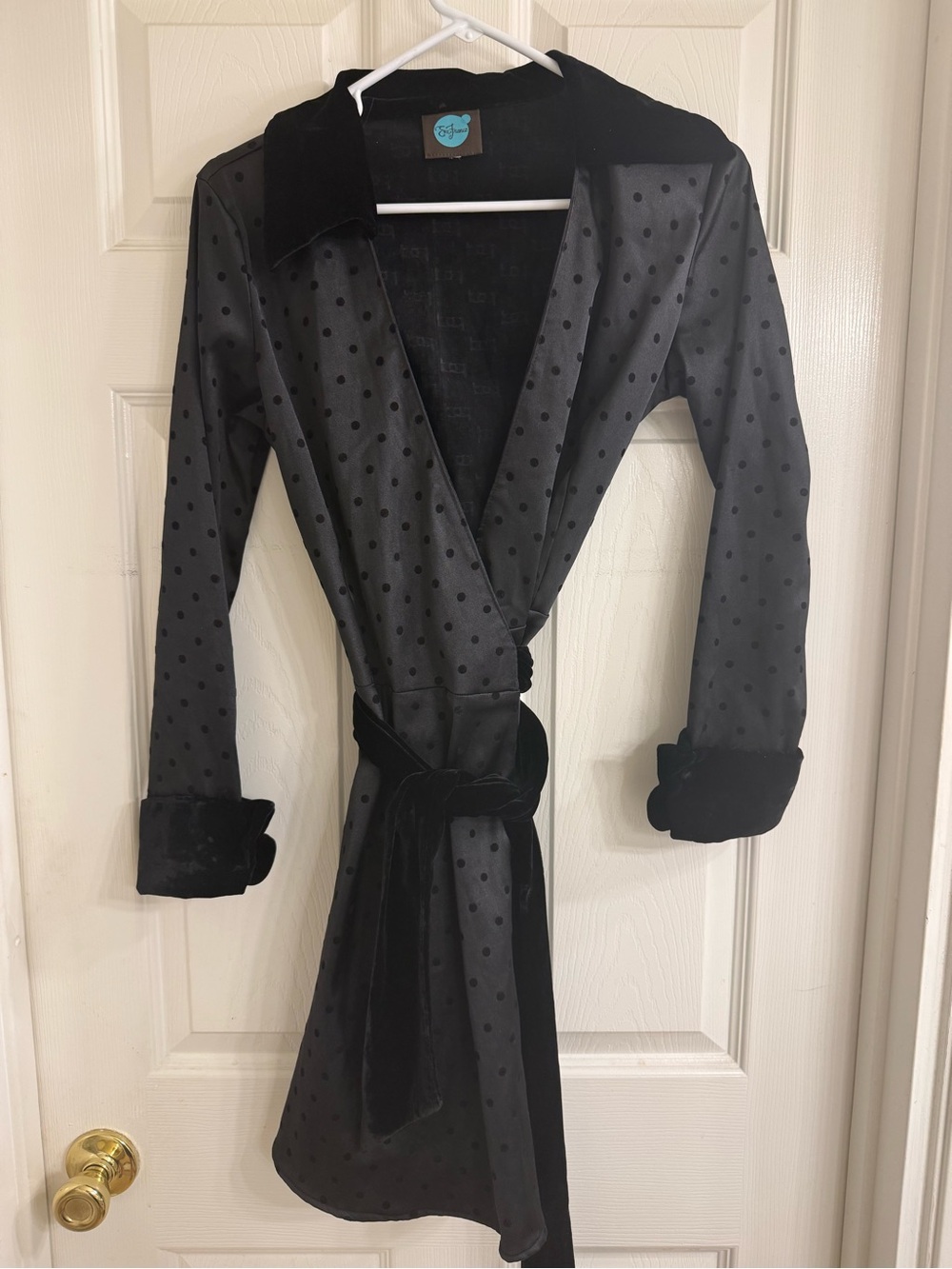 Eva Franco Black Polka Dot Wrap Dress – Size Estimated XS/S (Size Tag Missing)